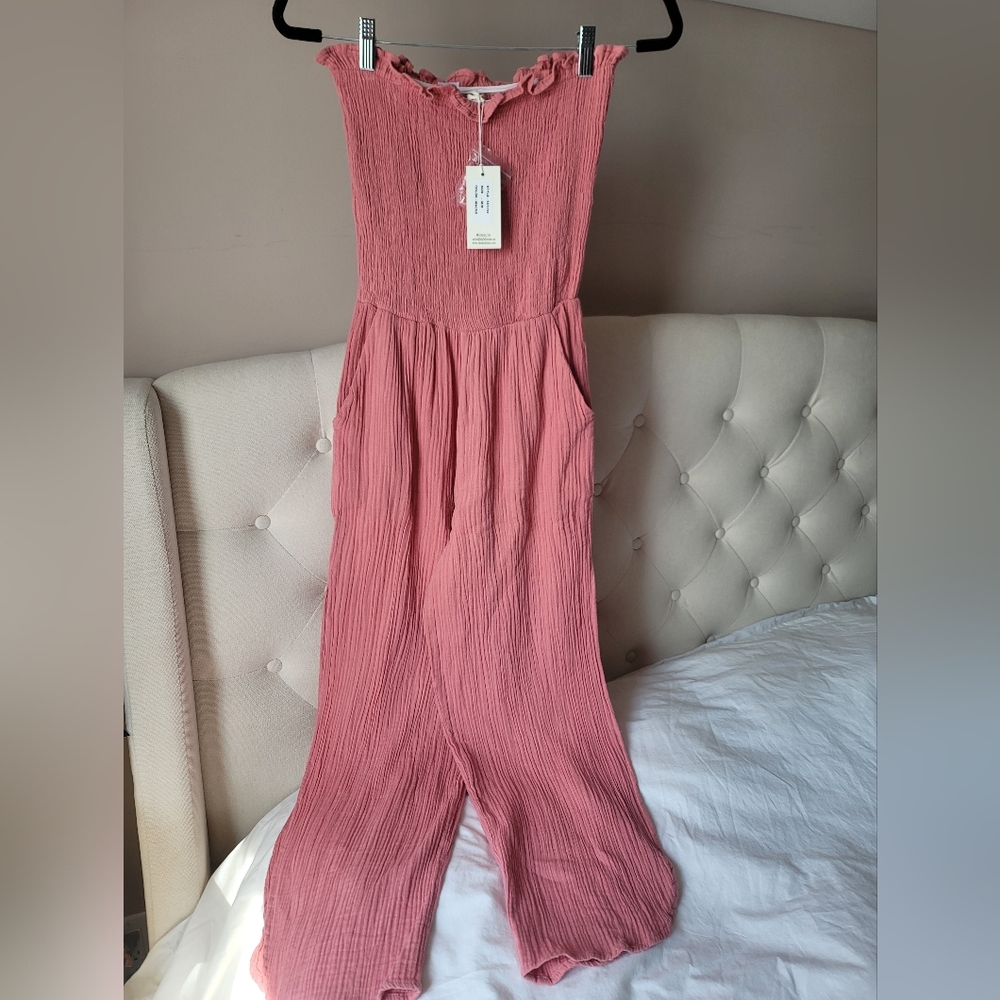 NWT -Sz M- Cotton Pink Jumpsuit